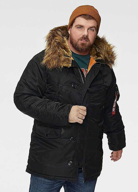 Alpha Industries Faux Fur Collar Parka - Black - Size S on Productcaster.