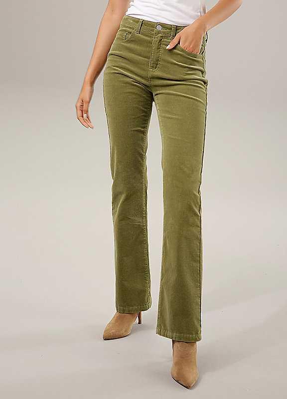 Aniston Corduroy Trousers - Moss Green - Size 22R on Productcaster.