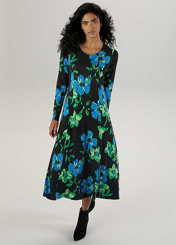 Aniston Floral Print Midi Dress - Blue Floral - Size 18 on Productcaster.