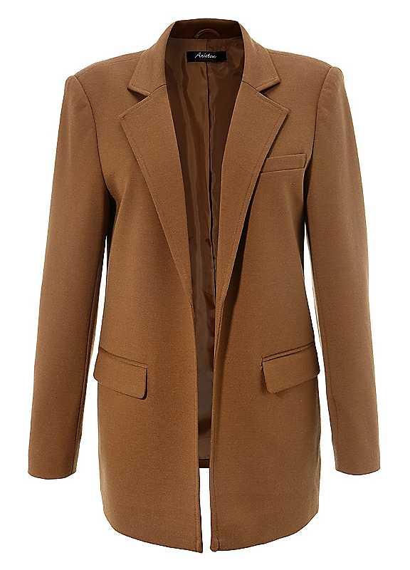 Aniston Long Blazer - Brown - Size 10 on Productcaster.