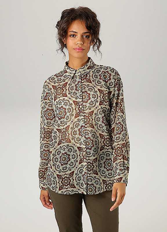 Aniston Mandala Print Blouse - Sand Print - Size 14 on Productcaster.