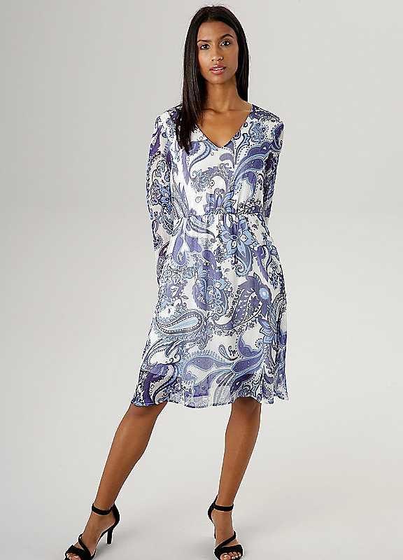 Plus Size Aniston Printed V-Neck Chiffon Dress - Purple Print - Size 12 on Productcaster.