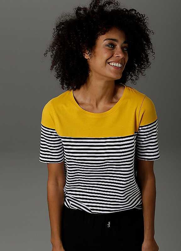 Aniston Stripe T-Shirt - Yellow - Size 10 on Productcaster.