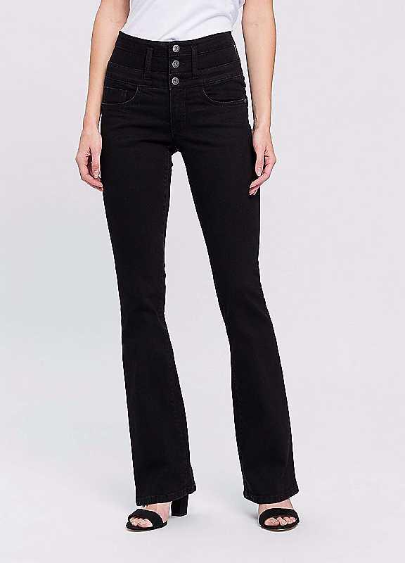 Arizona High Waist Bootcut Jeans - Black - Size 16L on Productcaster.