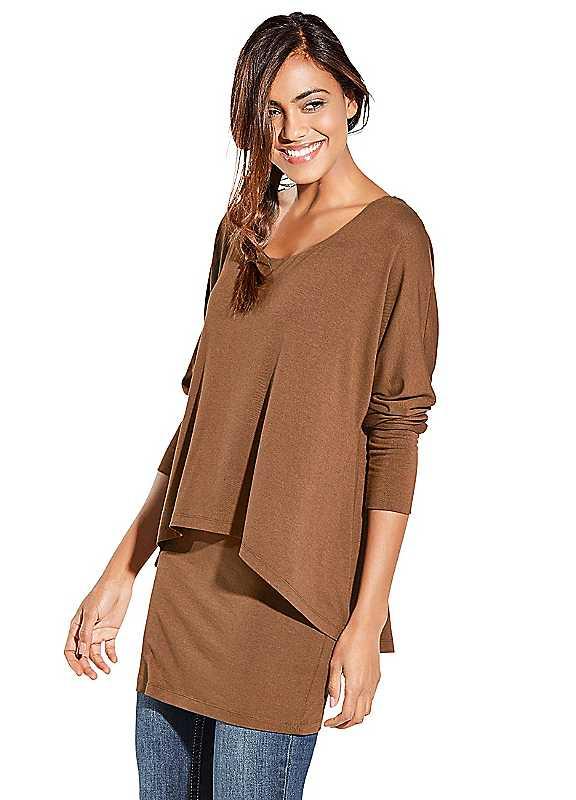 Batwing Sleeve Round Neck Top - Camel - Size 20 on Productcaster.