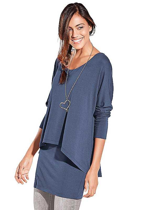 Batwing Sleeve Round Neck Top - Denim Blue - Size 22 on Productcaster.