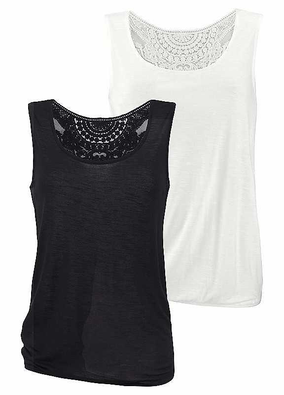 Plus Size beachtime Pack of 2 Tank Tops - Black/Cream - Size 22/24 on Productcaster.