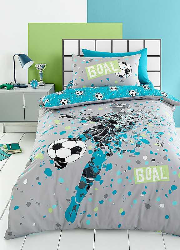 Bedlam Goal Football Duvet Cover Set - Grey - Size Single on Productcaster.