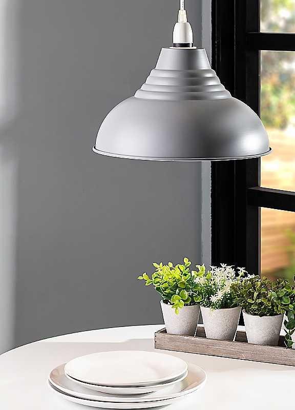 BHS Steel Pendant Shade - Grey on Productcaster.