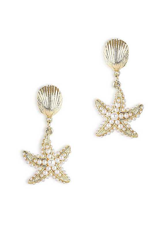 Bill Skinner Starfish Earrings - Gold on Productcaster.