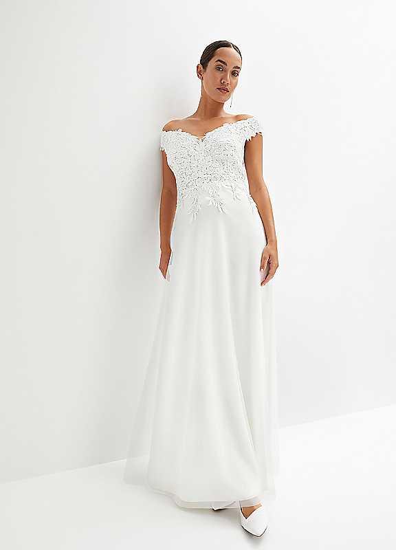 bonprix Bardot Wedding Dress - White - Size 10 on Productcaster.