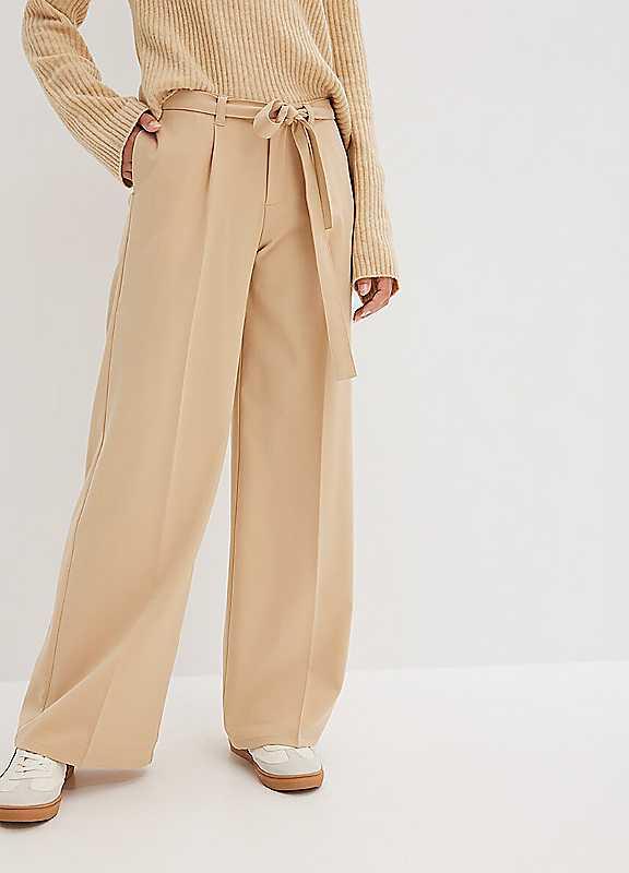 bonprix Belted Wide Leg Trousers - Coffee - Size 26/Regular on Productcaster.