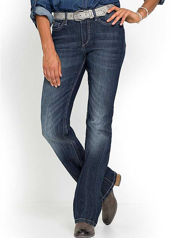 bonprix Bootcut Stretch Jeans - Dark Blue - Size 12/Regular on Productcaster.