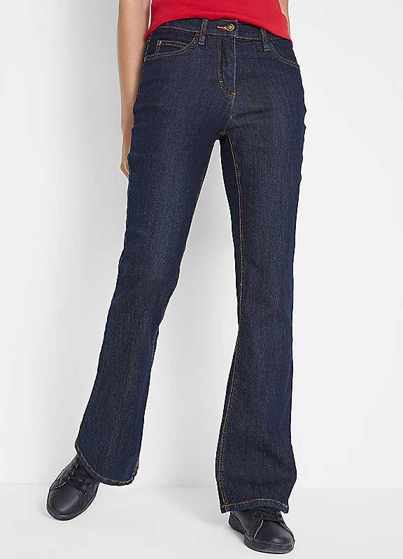 bonprix Bootcut Stretch Jeans - Dark Blue - Size 14/Regular on Productcaster.