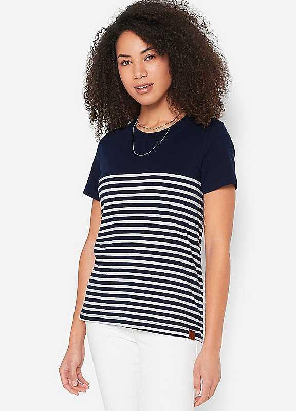 bonprix Breton T-Shirt - Dark Blue Stripe - Size 30/32 on Productcaster.