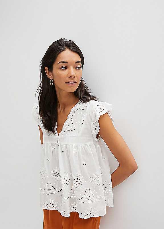 bonprix Broderie Anglaise Blouse - White - Size 18 on Productcaster.