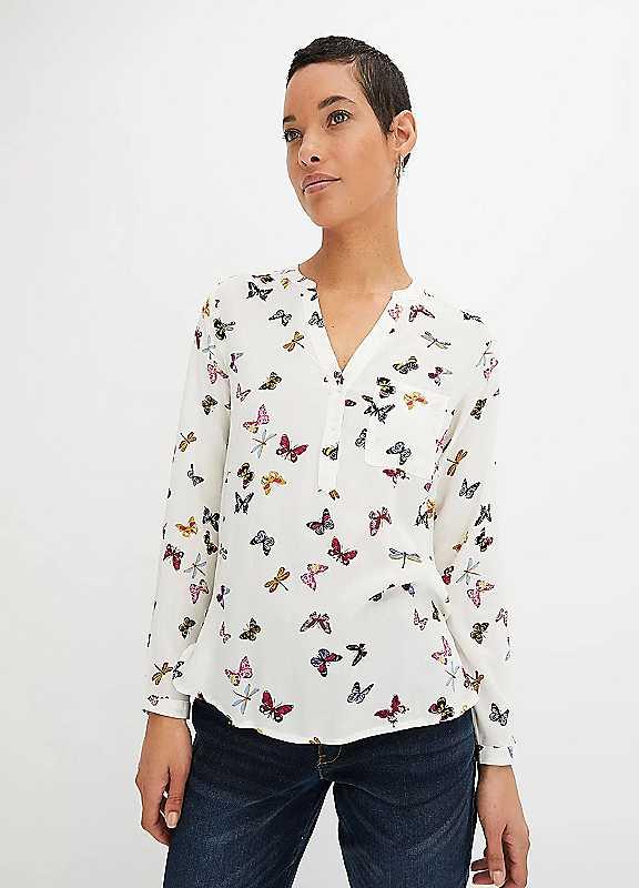 bonprix Butterfly Print Shirt - Ivory - Size 10 on Productcaster.