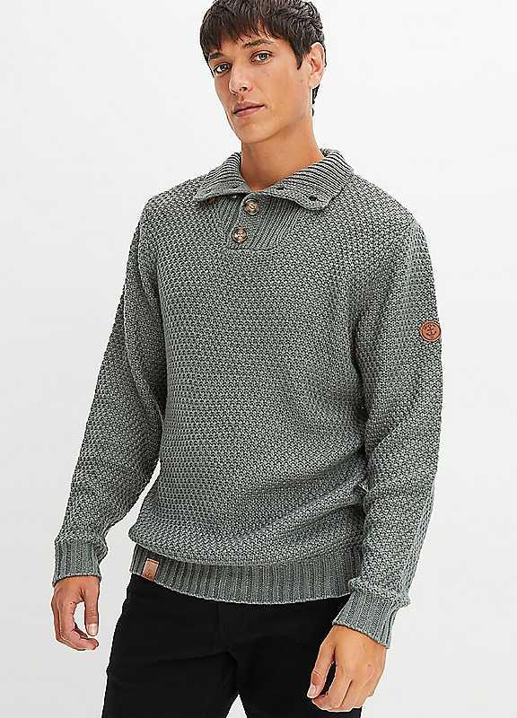 bonprix Button Collar Jumper - Green - Size 54/56 on Productcaster.