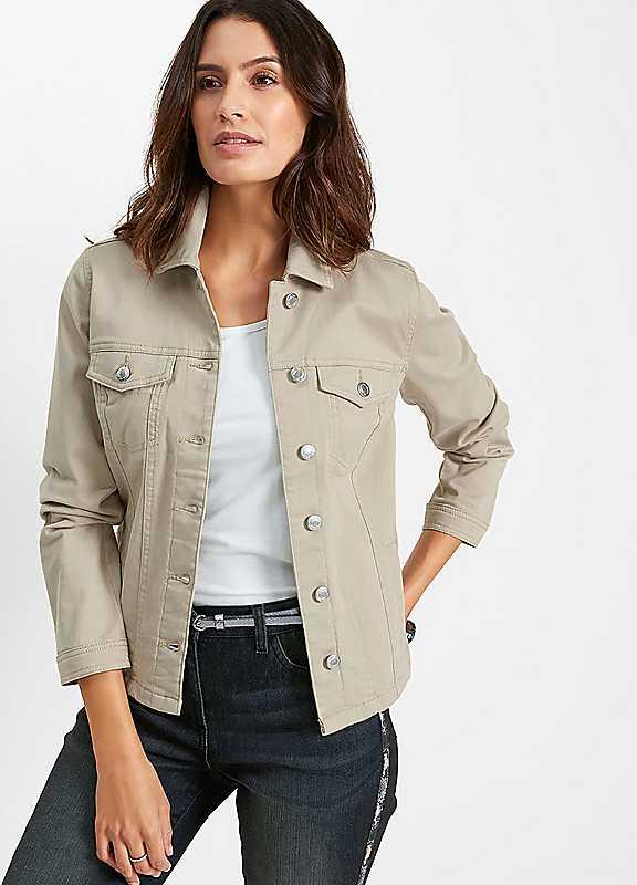 Plus Size bonprix Buttoned Cotton Jacket - Sand - Size 10 on Productcaster.