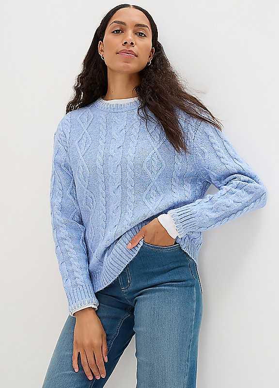 bonprix Cable Knit Jumper - Pale Blue - Size 22/24 on Productcaster.