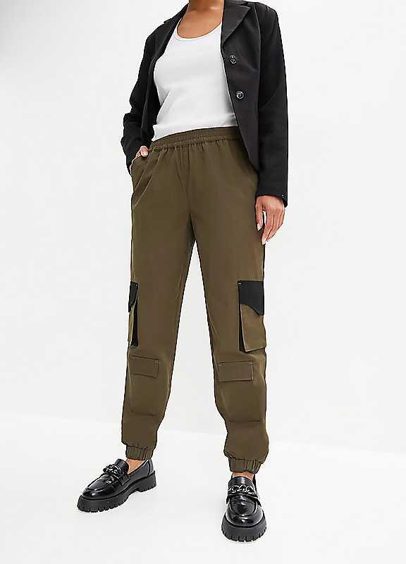 Plus Size bonprix Cargo Pants - Olive - Size 18/Regular on Productcaster.