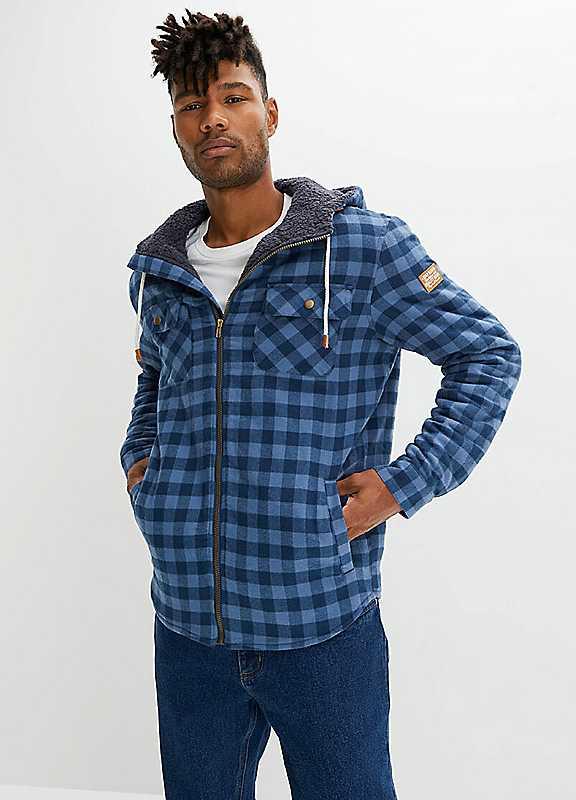 bonprix Checked Shacket - Blue - Size 44R on Productcaster.