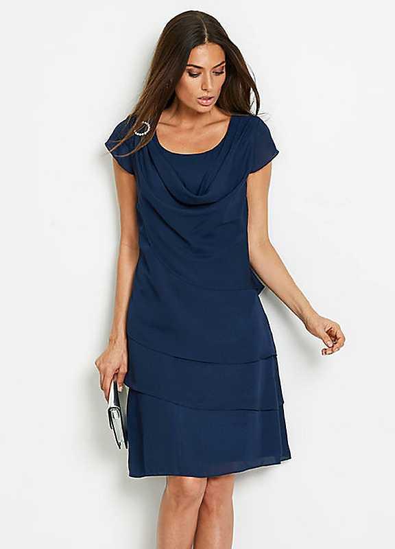 Plus Size bonprix Chiffon Dress - Dark Blue - Size 14 on Productcaster.