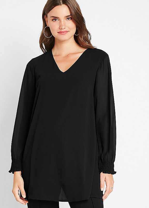 bonprix Chiffon Tunic - Black - Size 22 on Productcaster.