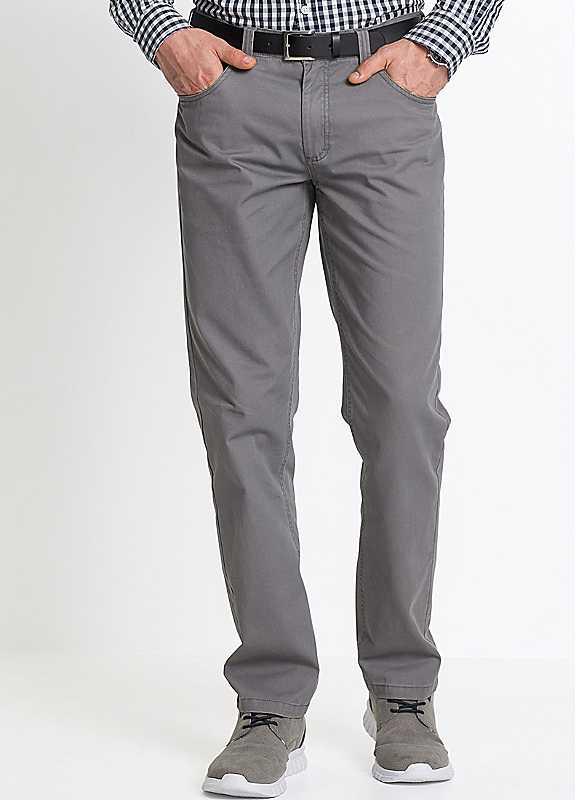 bonprix Classic Cut Cotton Trousers - Charcoal - Size 36R on Productcaster.