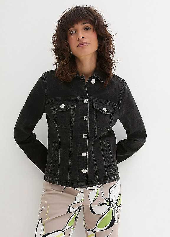 bonprix Classic Denim Jacket - Black - Size 16 on Productcaster.