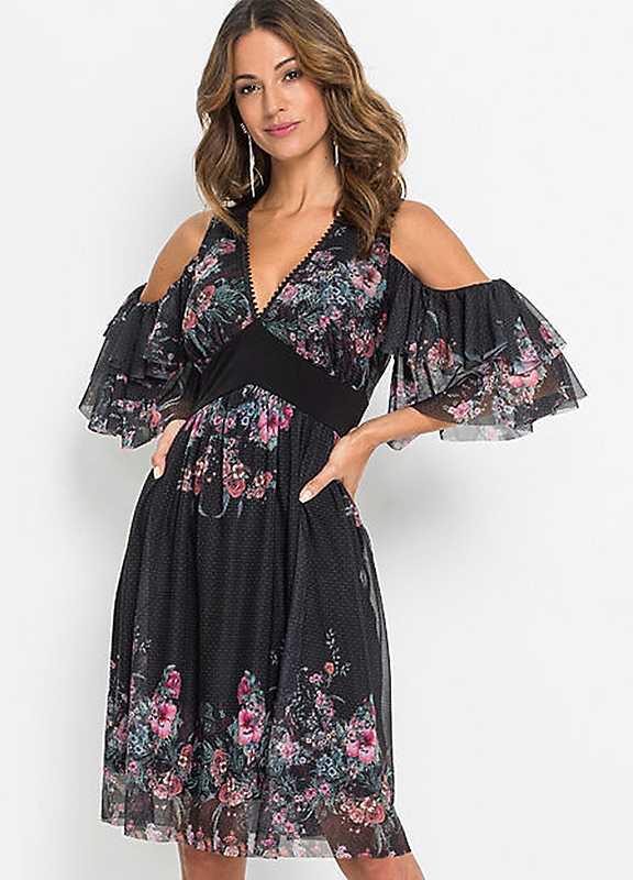 bonprix Cold Shoulder Dress - Black - Size 10/12 on Productcaster.