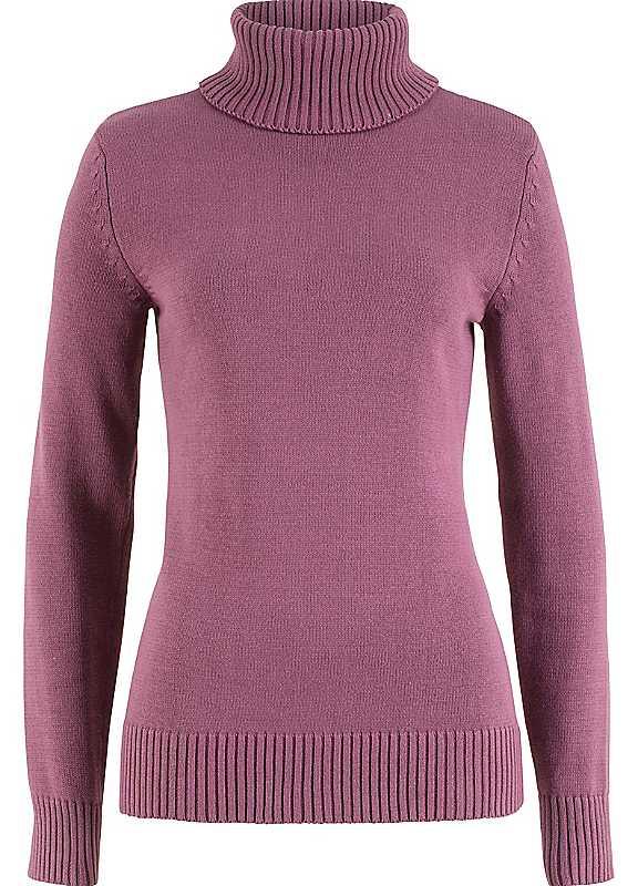 bonprix Cotton Polo Neck Jumper - Mulberry - Size 6/8 on Productcaster.