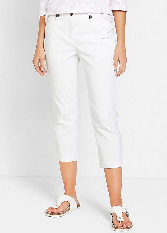 Plus Size bonprix Cropped Bengaline Trousers - White - Size 26 on Productcaster.