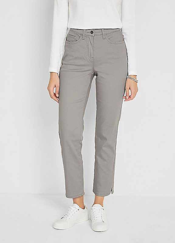 Plus Size bonprix Cropped Cotton Trousers - Silver Grey - Size 28 on Productcaster.