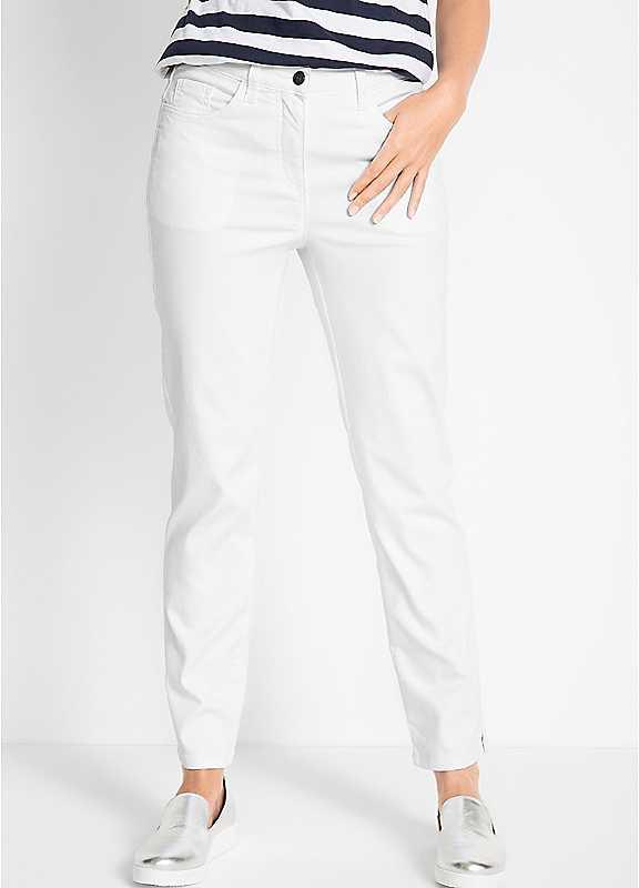 bonprix Cropped Cotton Trousers - White - Size 20 on Productcaster.