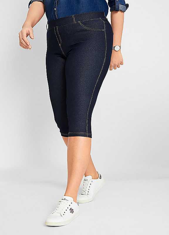 Plus Size bonprix Cropped Stretch Jeggings - Denim - Size 26/28 on Productcaster.