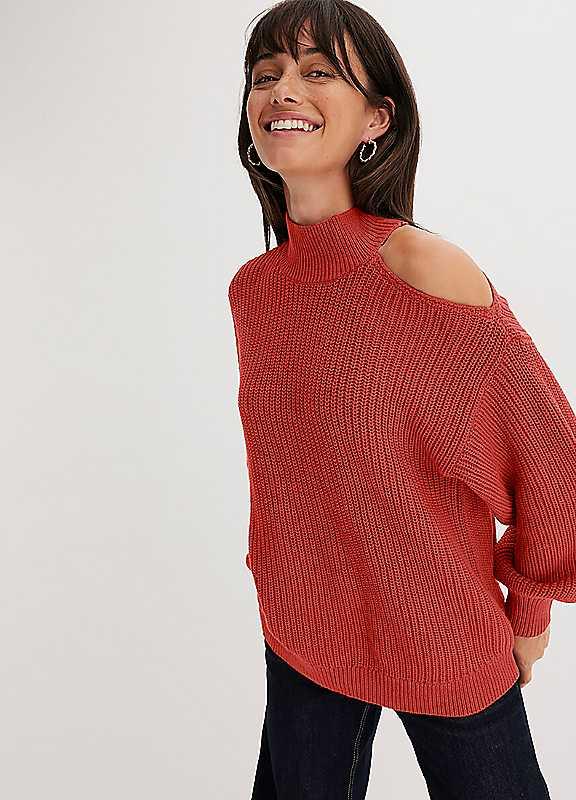 bonprix Cut-Out Shoulder Jumper - Rust - Size 18/20 on Productcaster.