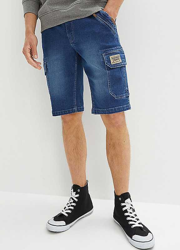 bonprix Denim Cargo Shorts - Medium Blue Denim - Size 32R on Productcaster.