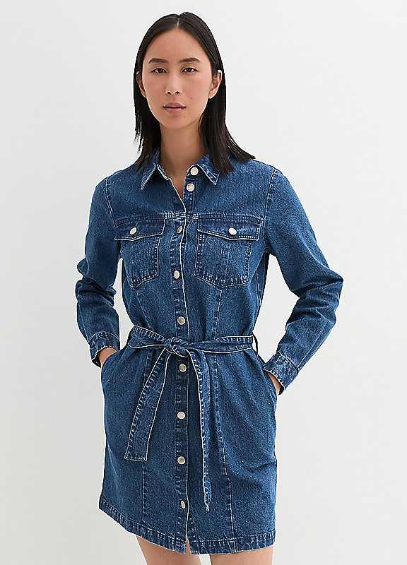 bonprix Denim Shirt Dress - Blue Denim - Size 22 on Productcaster.