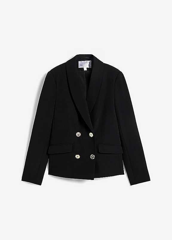 Plus Size bonprix Double Breasted Blazer - Black - Size 14 on Productcaster.