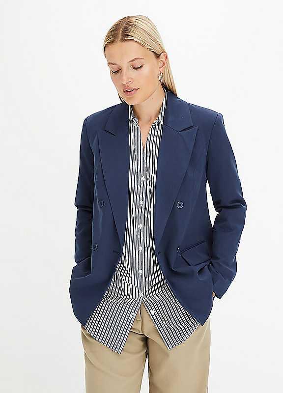 bonprix Double Breasted Blazer - Dark Blue - Size 24 on Productcaster.