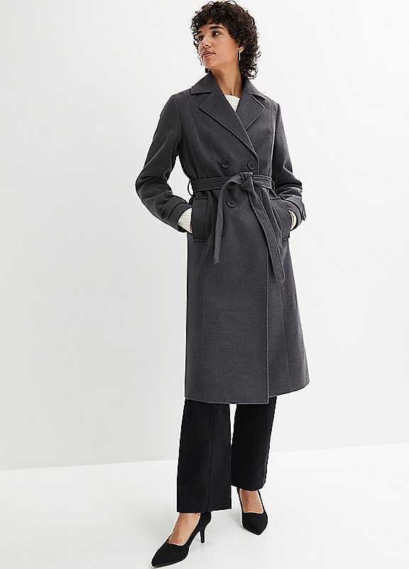 bonprix Double Breasted Trench Coat - Charcoal Marl - Size 26 on Productcaster.