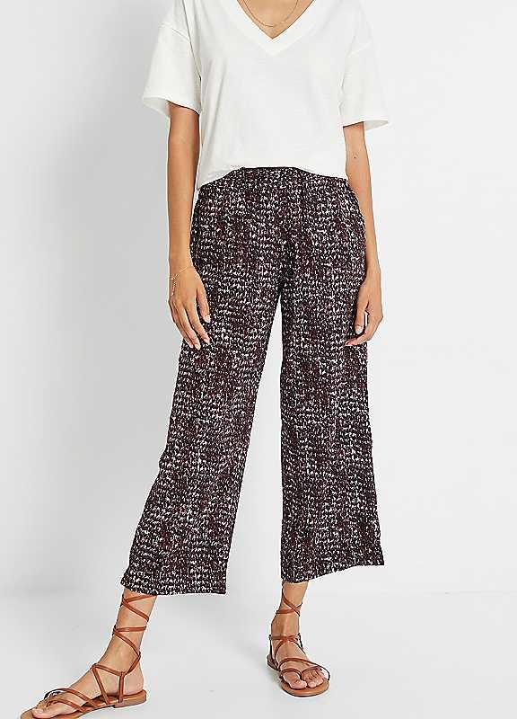 Plus Size bonprix Elasticated Waist Cropped Culottes - Multi - Size 18 on Productcaster.