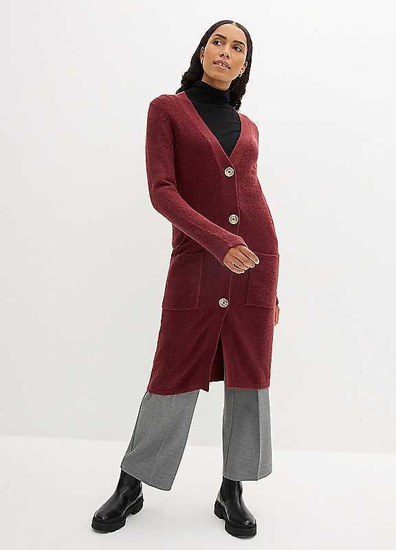 bonprix Extra Long Cardigan - Mulberry - Size 14/16 on Productcaster.