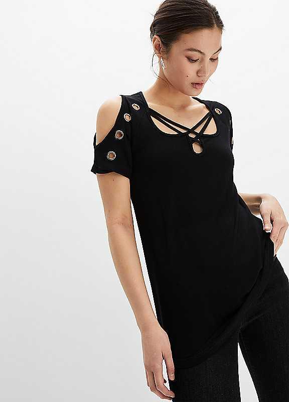 bonprix Eyelet Trim Top - Black - Size 10/12/Regular on Productcaster.