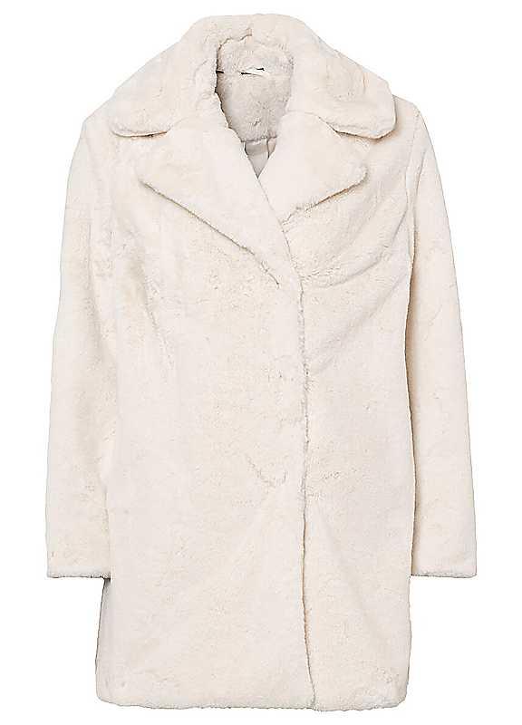 bonprix Faux Fur Lapel Coat - Ivory - Size 20 on Productcaster.