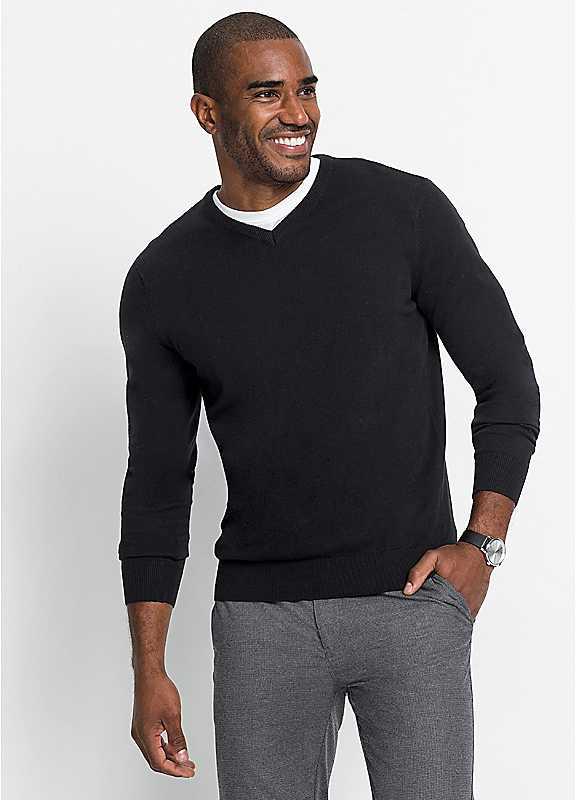 bonprix Fine Knit V-Neck Jumper - Black - Size 38/40 on Productcaster.