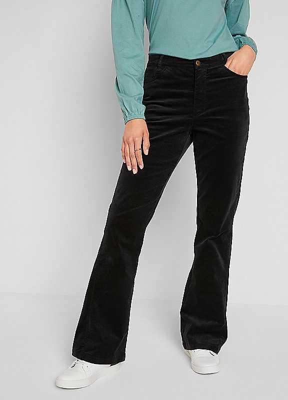 bonprix Flared Cord Trousers - Black - Size 30 on Productcaster.