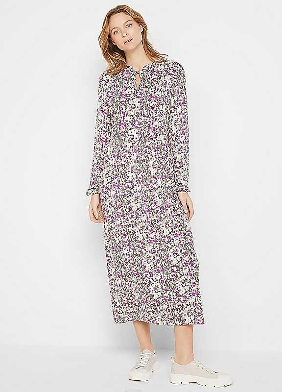 Plus Size bonprix Floral Print Jersey Midi Dress - Fuchsia - Size 14/16 on Productcaster.