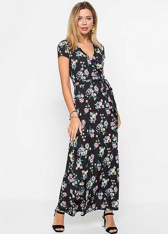 bonprix Floral Wrap Dress - Black - Size 10/12 on Productcaster.